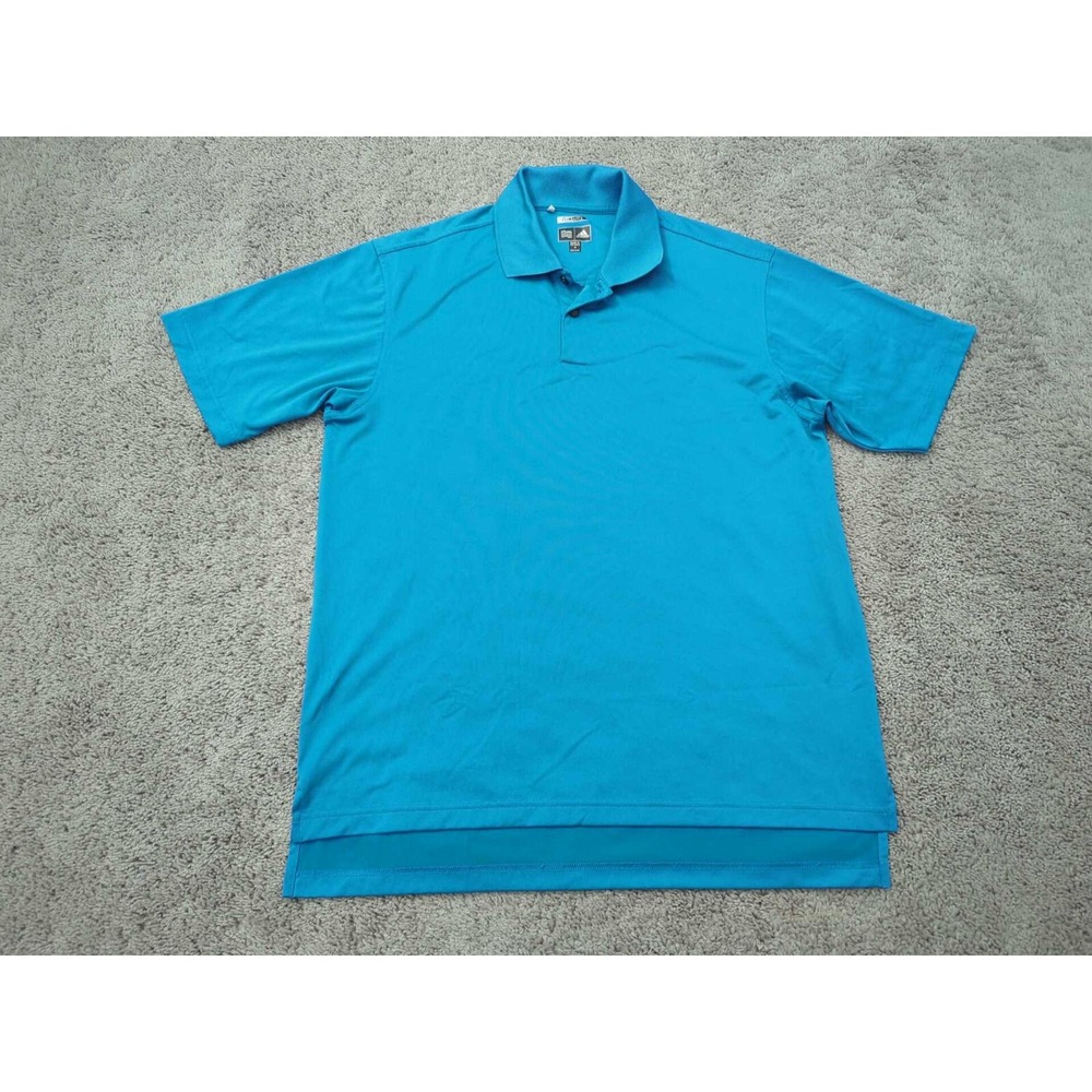 Adidas Polo‎ Shirt Mens Medium Blue Short Sleeve Climalite Golf Athletic Casual